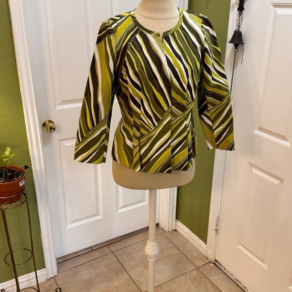 Lafayette 148 New York Tops - Lafayette 140 Striped Green and Brown Women's Top